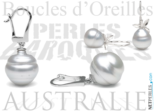Boucles d'oreilles perles d'Australie Baroques
