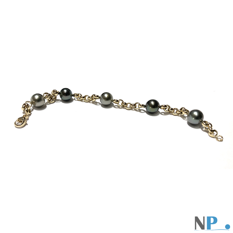 bracelet en or 18 carats avec Perles noires de tahiti