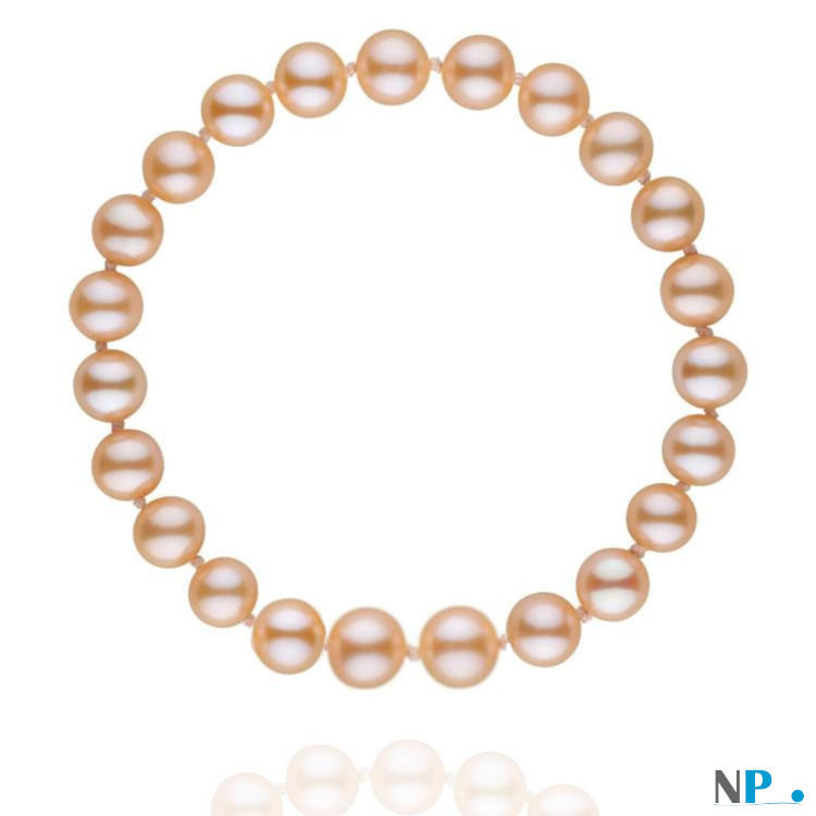 Bracelet de perles de culture d'eau douce couleur naturelle Pêche