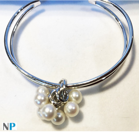 Bracelet en Argent rhodié et perles d'eau douce blanches DOUCEHADAMA