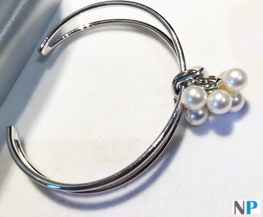 Bracelet en Argent rhodié et perles d'eau douce blanches DOUCEHADAMA