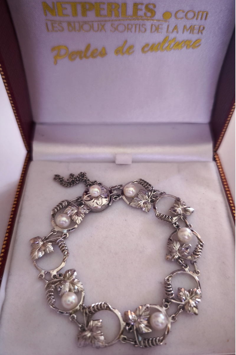 Bracelet en Argent Sterling et petites perles d'eau douce Bracelet en Argent Sterling et petites perles d'eau douce