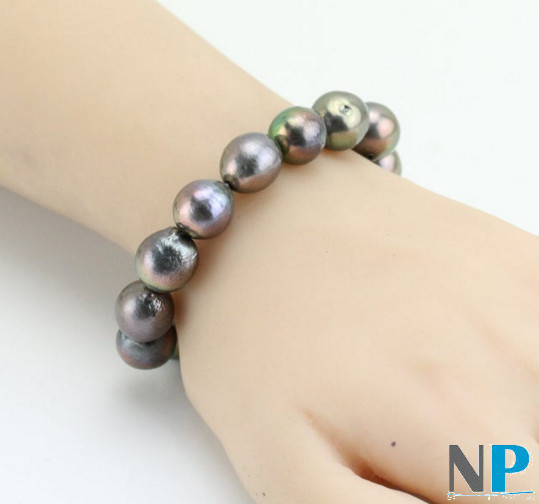 Bracelet de perles de culture d'Eau Douce Kasumi noires 