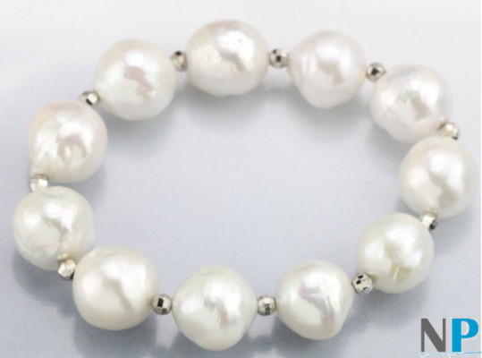 Treasure Bay Bracciale Perle D'Acqua Dolce Barocche 8-9 Mm - 18 Cm - Regalo In Scatola Portagioie