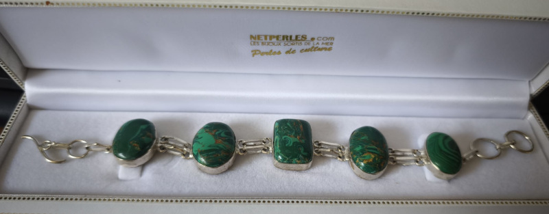 Bracelet Argent et Malachite