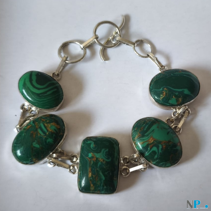 Bracelet Argent et Malachite