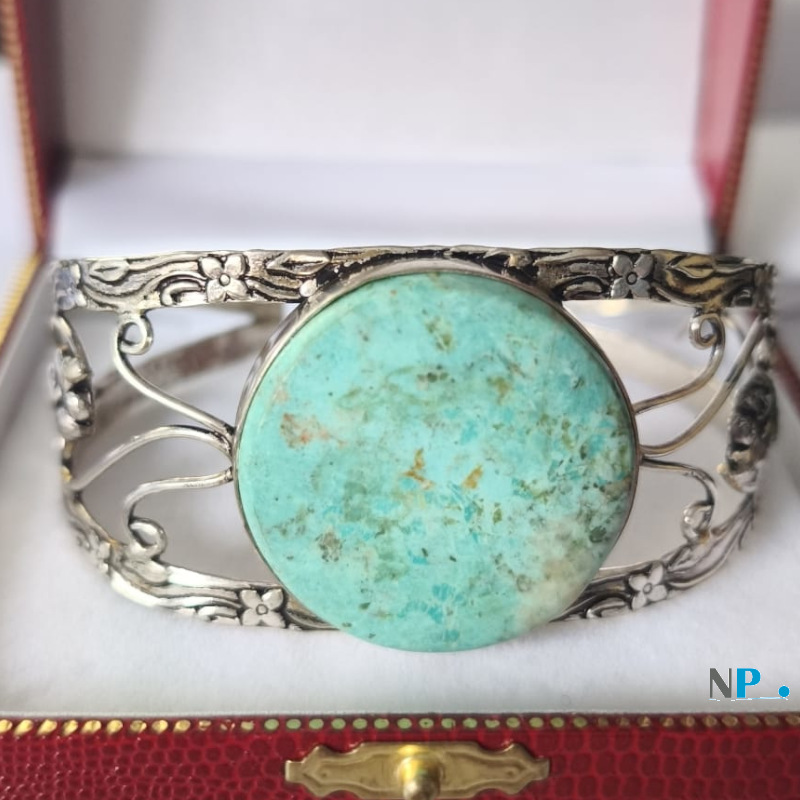 Bracelet Ancien avec véritable turquoise du Perou et Argent 925 Bracelet Ancien avec véritable turquoise du Perou et Argent 925