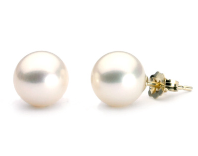 Orecchini di perle d'acqua dolce bianche di grande diametro 9-10 mm