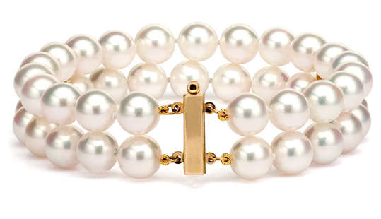 Bracelet perles d'Akoya deux rangs