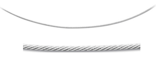 Cable en argent 925 rhodié Ø : 1.5 mm, 42 cm, 3,58 gr