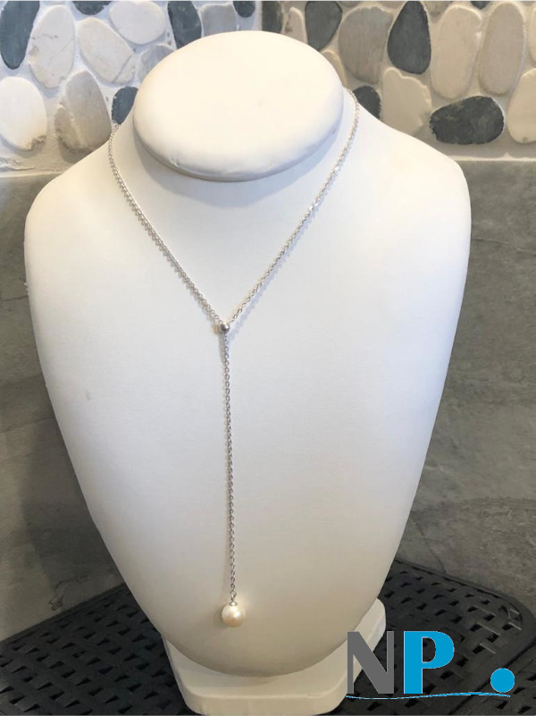 Collana Pendente Lariat con catenina in Argento 925 e Perla bianca d'Acqua Dolce DOLCEHADAMA