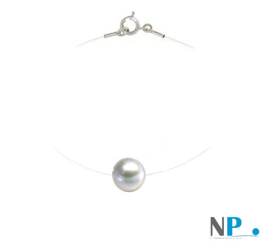 Pendente/Collana nylon passante nella perla grigio argento Australiana