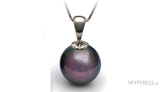 pendentif classique avec perle eau douce noire