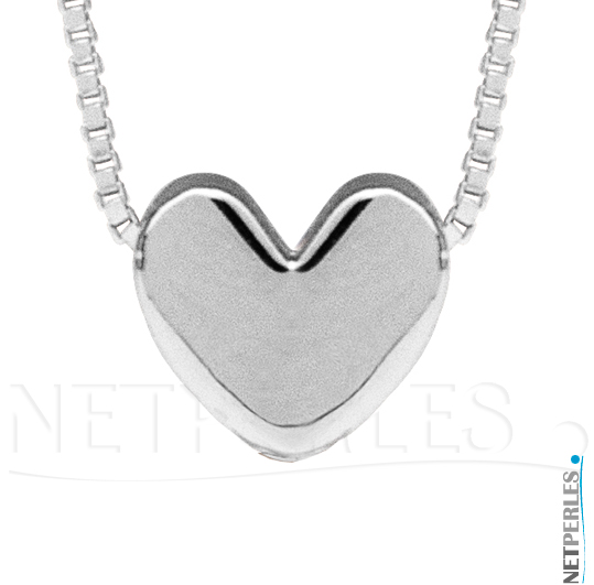 Pendentif coeur Or Gris 14 carats