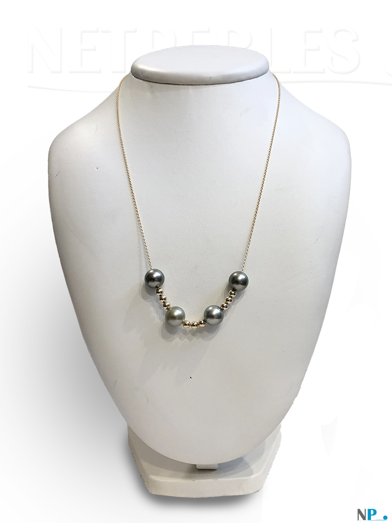 Superbe Collier En Or 18 Carats Avec Perles De Tahiti Noires (50.04g) - Occasion