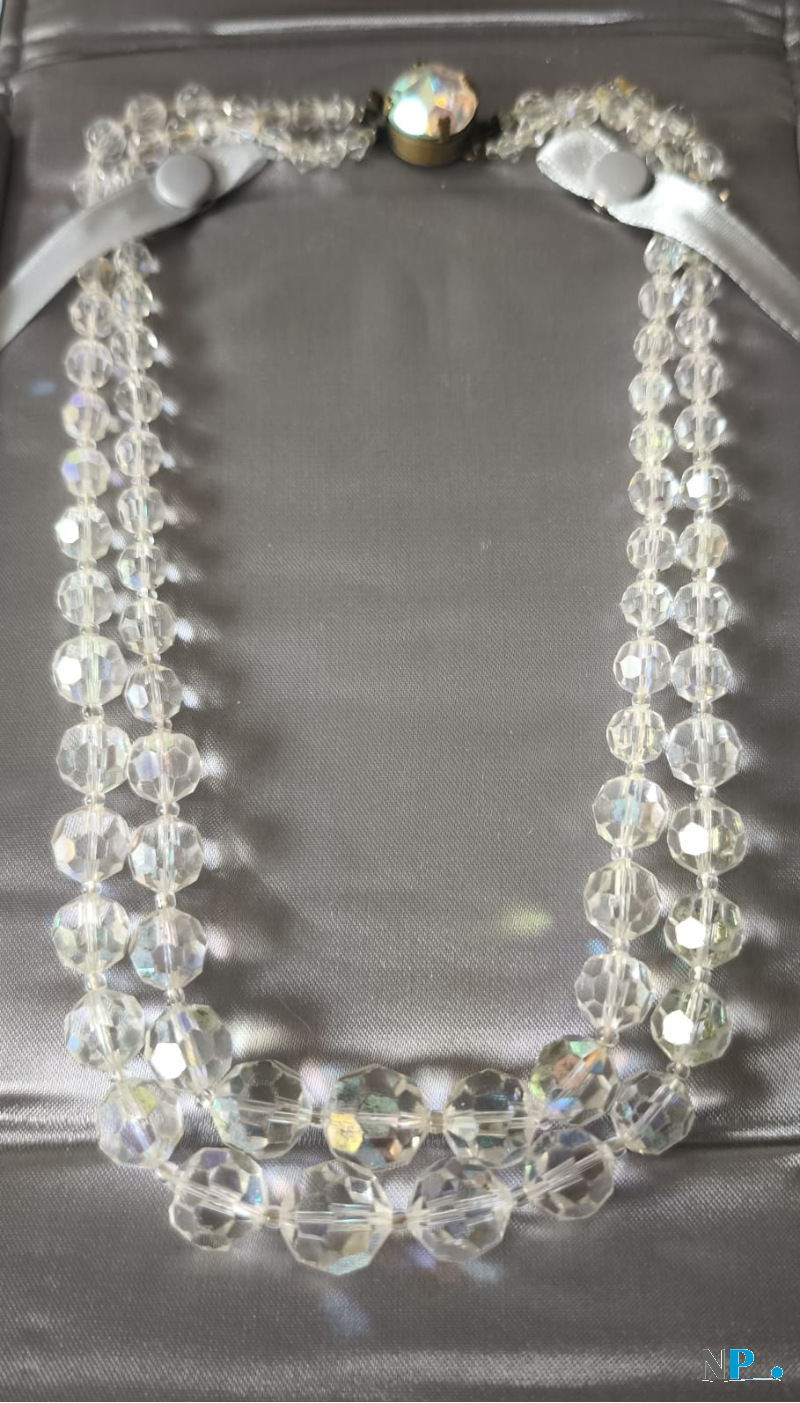 Collier ancien années 60 en Cristal sur double rang