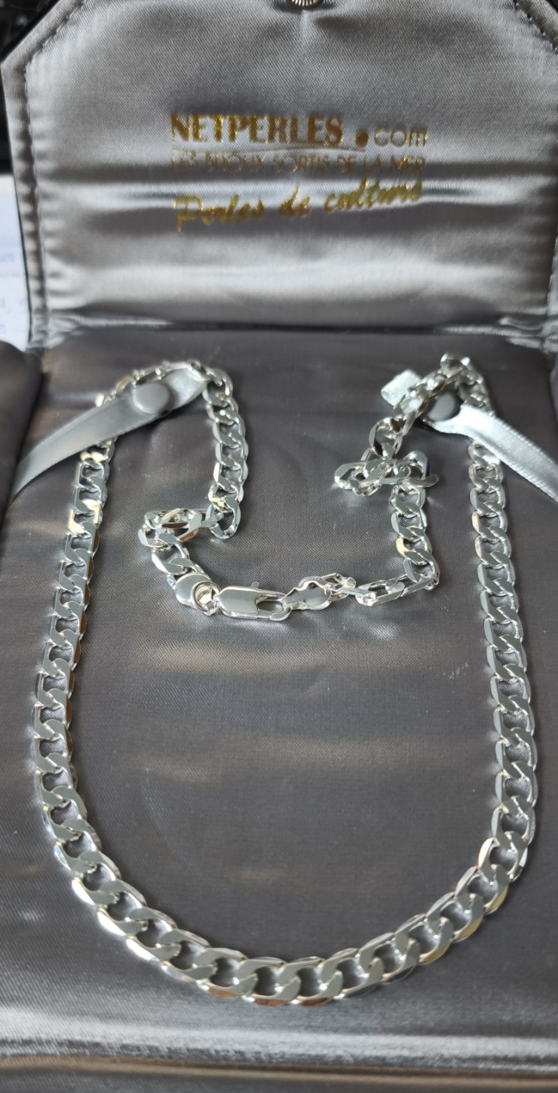 Chaine 60 cm en argent 925 rhodié 28,2 grammes