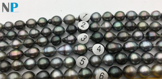 Collier  N°4 , 43 cm perles de Tahiti Baroques cerclées forme goutte