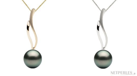 Pendentif perle de culture de Tahiti qualité AAA montee avec beliere et chaine 