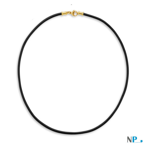 cordon de cuir noir pour pendentif avec fermoir en or 14 carats