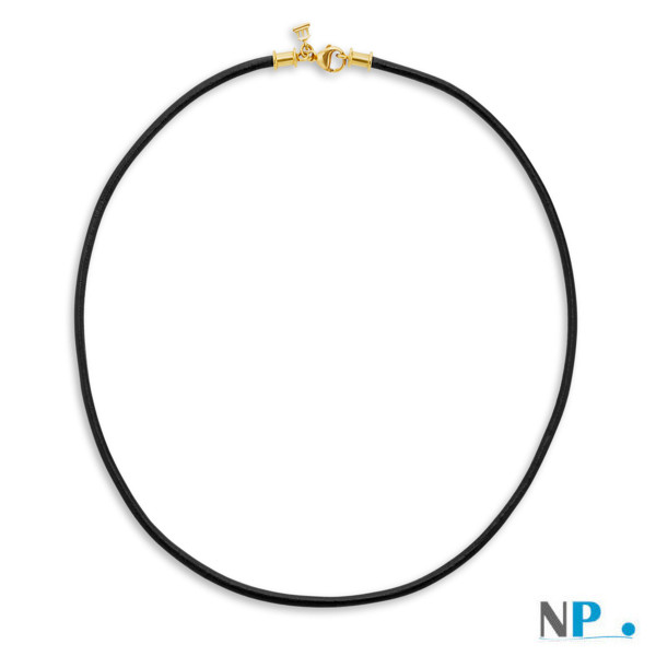 cordon de cuir noir pour pendentif avec fermoir en or 18 carats