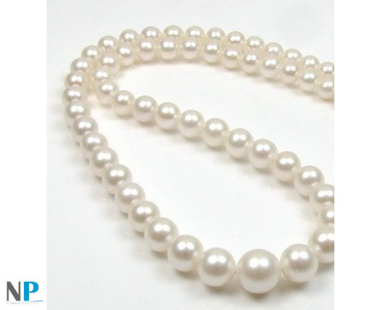 Collier en chute de perles d'Eau Douce DOUCEHADAMA de 4 à 9 mm blanches