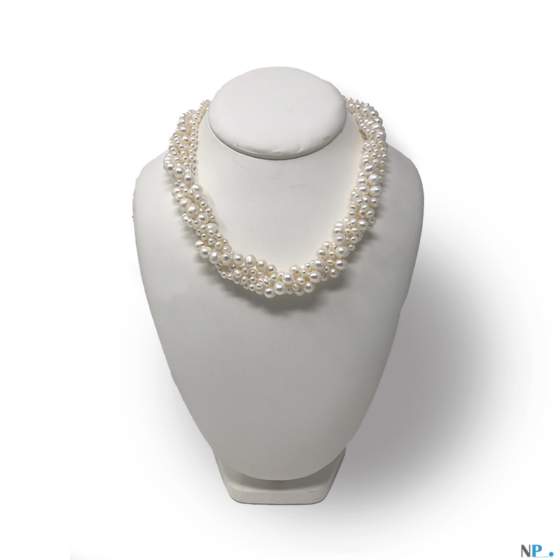 Collier Or 18 Carats Avec 5 Perles De Culture D'eau Douce – Sautoir, Neuf Sans Emballage
