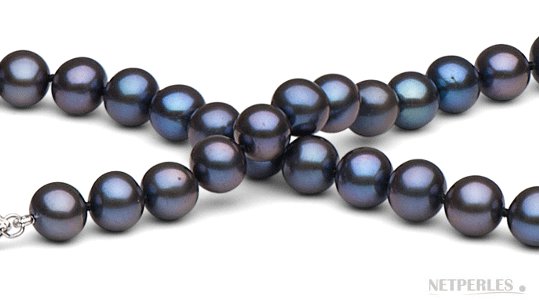 perles d'eau douce noires multireflet