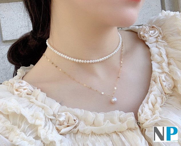 Collier de perles de culture d'eau douce 4 à 5 mm qualité AAA peut être porté avec une chaine