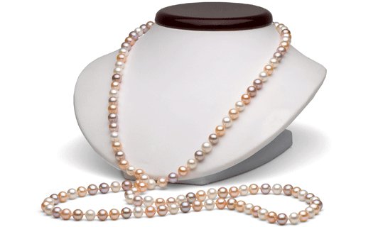 Long collier de perles de culture multicolores
