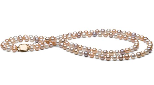 Collana Doppio Filo di Perle Acqua Dolce DOLCEHADAMA multicolori con fermaglio in oro 14k