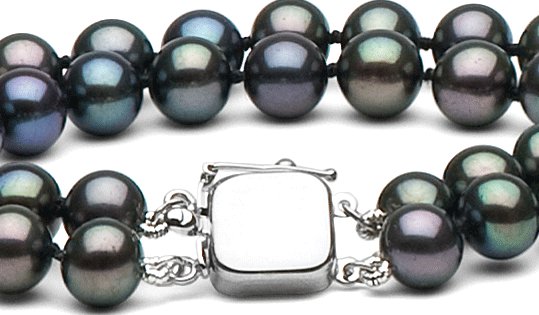 Fermoir or gris pour double rang de perles