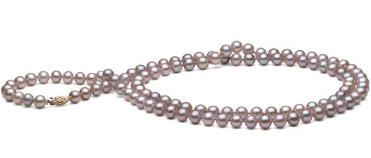 Collier perles eau douce lavande, longueur 90 cm