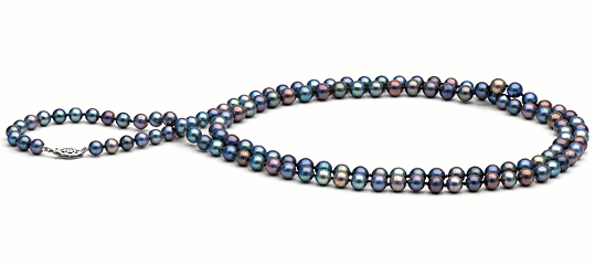 Collana  Sautoir 90 cm di perle nere d'acqua dolce