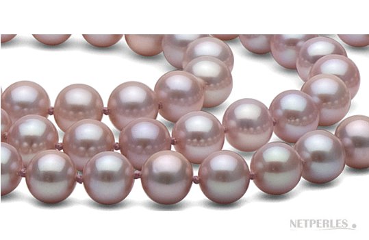 Perles de culture d'eau douce couleur lavande