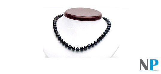 Collier de perle de culture d'eau douce noires qualité AA+ ou AAA