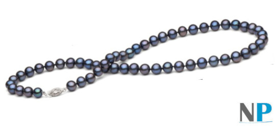 Collier 40 cm de perles d'eau douce noires 