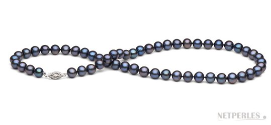 Collana 45 cm perle d'acqua dolce nere