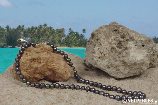 Collier de perles de culture d'Eau Douce noires