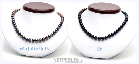 Collier de perle de culture d'eau douce noires qualité AA+ ou AAA