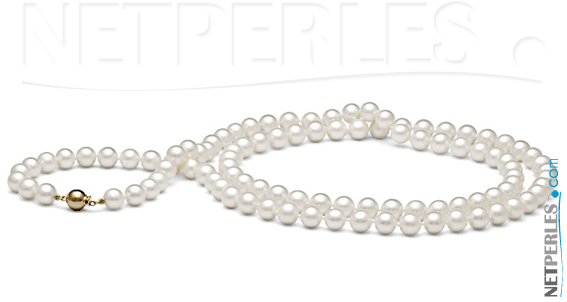 Collier de perles de 130 cm en perles de culture d'Eau Douce