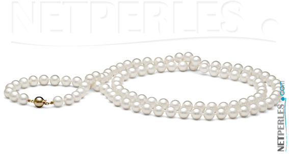 Collier de perles de 114 cm en perles de culture d'Eau Douce