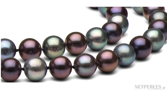 Perles noires d'eau douce multireflets