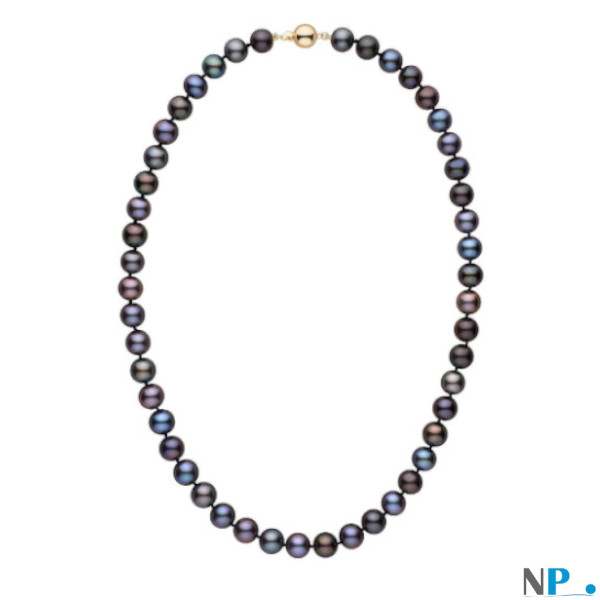 Collier 45 cm de perles noires d'eau douce