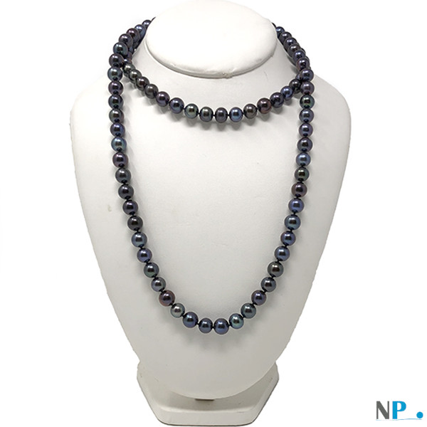 Collier 90 cm de perles noires d'eau douce