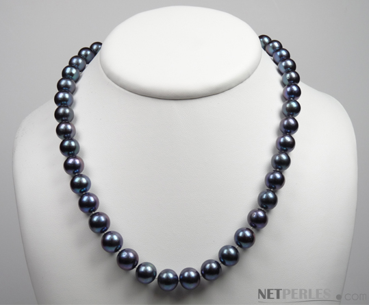 Collier de perles de culture d'eau douce noires