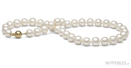 Collier de perles d'eau douce 10-11 mm blanches, magnifiques!