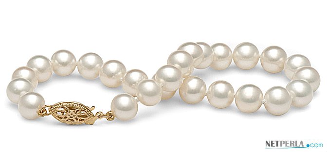 Bracelet de perles de culture d'eau douce blanches