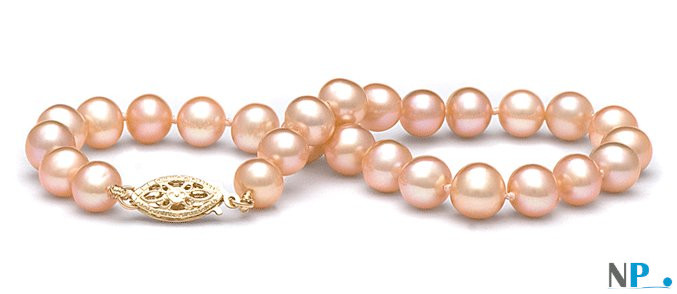 Bracelet de perles d'eau douce roses pêches