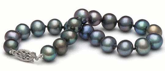 Bracelet de perles de culture d'eau douce noires multireflet